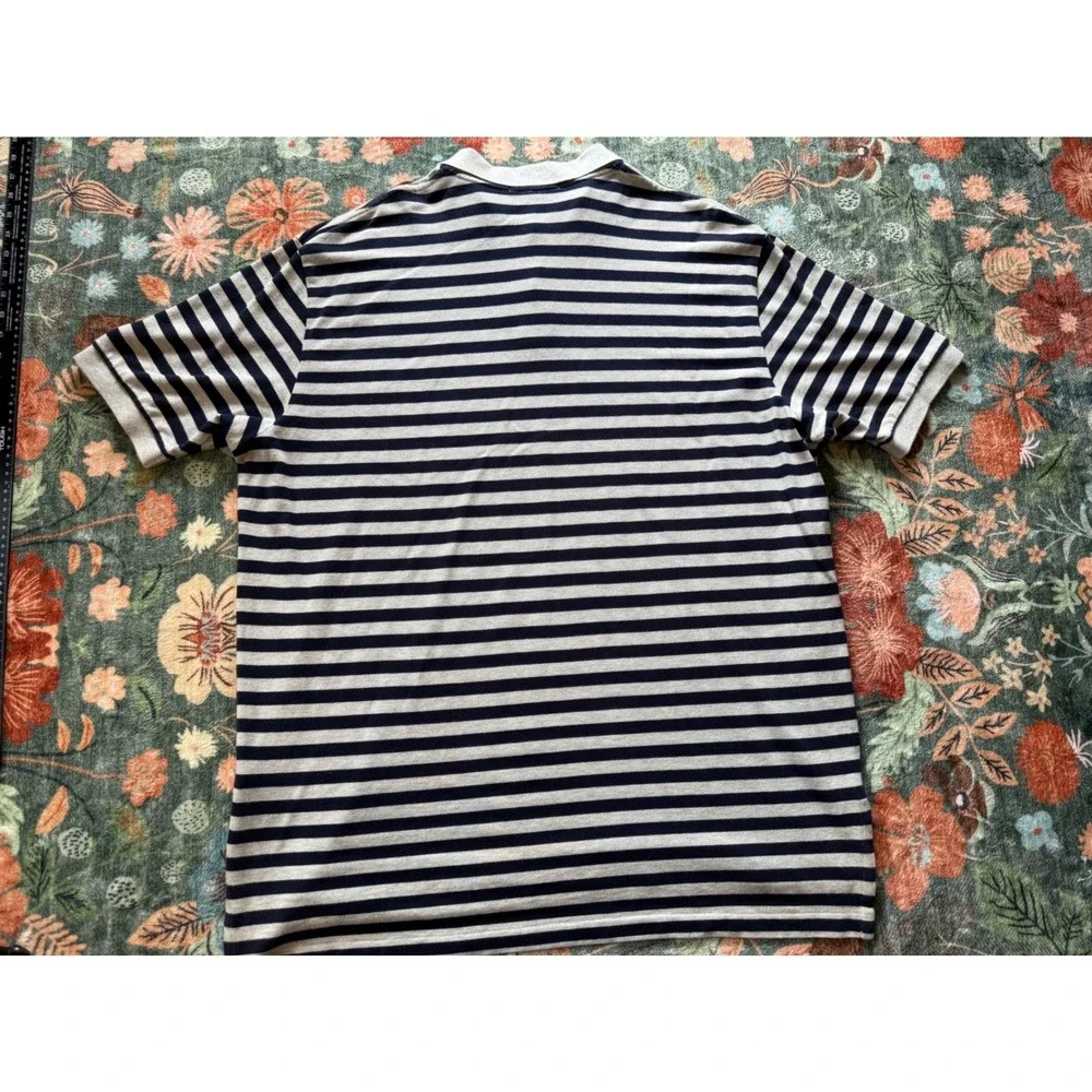 Polo Ralph Lauren Men XXL Striped Polo Shirt Navy Grey Short Sleeve Cotton Pique